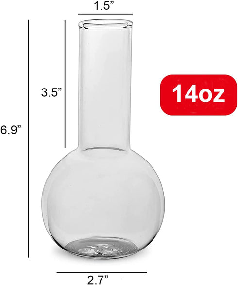 Creative Tube Cocktail Glass Set of 2 -14oz Distilling Flask Clear Glass for Cocktail Martini Tequila Margarita for Party, Home Bar or Gift