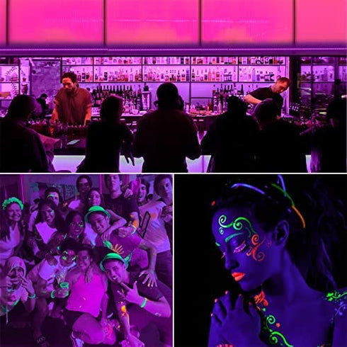 SHGPODA 33ft LED Black Light Strip Kit, 600 Units, 385nm-400nm, 12V Flexible Blacklight Fixtures, 10M LED Ribbon, Non-Waterproof for Indoor, Birthday, Wedding, Dark Party, Halloween, Christmas