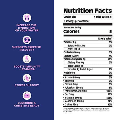 Bitsy's Swish Electrolyte Powder Packets, Hydration Drink Mix with Immunity Boosting Vitamin C, B2, Zinc & Electrolytes, Gluten Free Water Enhancer, Low Sugar, Natural Flavor, Pink Lemonade, 6 Sticks