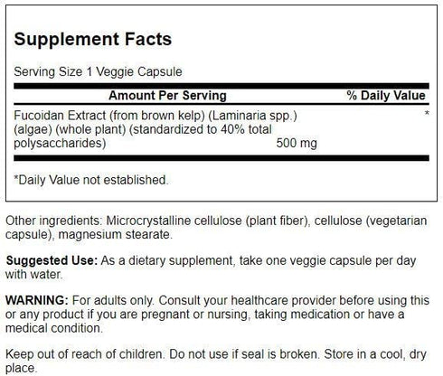 Swanson Maximum Strength Fucoidan Extract - Herbal Supplement Promoting Immune System Function - Natural Formula Supporting Overall Health - (60 Veggie Capsules, 500mg Each)