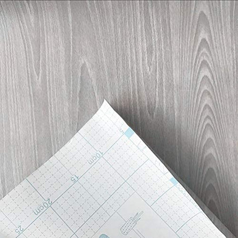 Redodeco Self-Adhesive Gray Wood Grain Adhesive Paper Counter Top Vinyl Furniture Cabinets Wardrobe Shelf Liner Wallpaper,17.7inch X 130inch