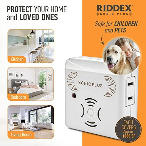 Riddex X Plus Insect Repellent - Plug in, Mouse Deterrent - Pest Reject for Defense Against Rats, Mice, Roaches, Bugs and Insects - Control Pests with No Chemicals or Poison