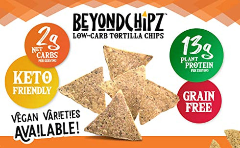 BeyondChipz Low Carb Keto Tortilla Chips, Salty Good, Gluten Free, Single 5.3oz Bag