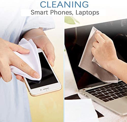 12 Pieces Extra Large Microfiber Cleaning Cloths 12 x 12 inch Oversized Lens Cleaning Cloths for Cleaning All Electronic Device Screens Eyeglasses Delicate Surfaces (Black, White, Gray, Royal Blue)