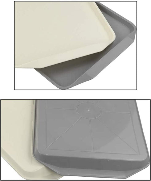 Ramddy Plastic Fast Food Trays for Eating, 4 Packs(Grey and Beige)
