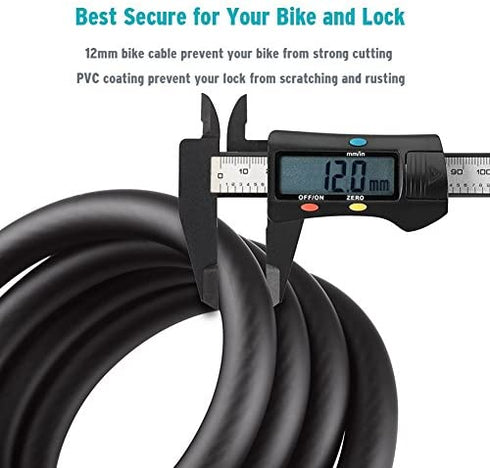 Titanker Bike Lock, Bike Locks Cable Lock Coiled Secure Keys Bike Cable Lock with Mounting Bracket, 1/2 Inch Diameter