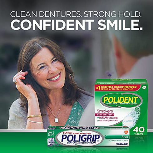 Polident Smokers Antibacterial Denture Cleanser Effervescent Tablets - 120Ct