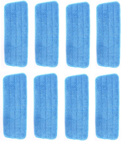 YOQXHY 8 Pack Microfiber Spray Mop Replacement Pads Wet Dry Floor Mops Refills Reusable 16.5x5.5 Inch for Home & Commercial,(Blue)