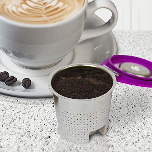 Cafe Flow Stainless Steel Reusable Metal Coffee Pod Refillable Filter Cup - Compatible with Keurig 1.0, 2.0, K-Mini, K-Duo, K-Slim & Select Single K Cup Coffee Makers (See Compatibility Chart)