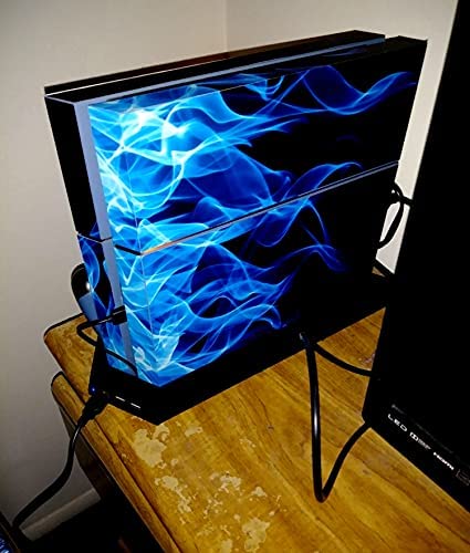 Decal Skin for Ps4, Whole Body Vinyl Sticker Cover for Playstation 4 Console and Controller (Include 4pcs Light Bar Stickers) (PS4, hot fire Blue)