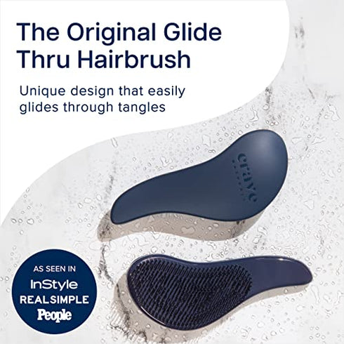 Crave Naturals Glide Thru Detangling Brush for Adults & Kids Hair. Detangler Hairbrush for Natural, Curly, Straight, Wet or Dry Hair. Hair Brushes for Women. Styling Brush (Blue)