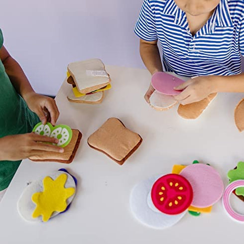 Melissa & Doug Felt Food Sandwich Play Food Set (33 pcs) - Felt Sandwich Play Set For Kids Kitchen, Pretend Play Sandwich, Felt Sandwich Toy For Toddlers Kids Ages 2+