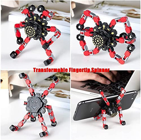 Transformable Fingertip Gyro Fidget Spinner, 2PCS DIY Deformation Robot Toy Transformable Mechanical Spiral Twister Fingertip Decompression Fingertip Toy for Kids Adults