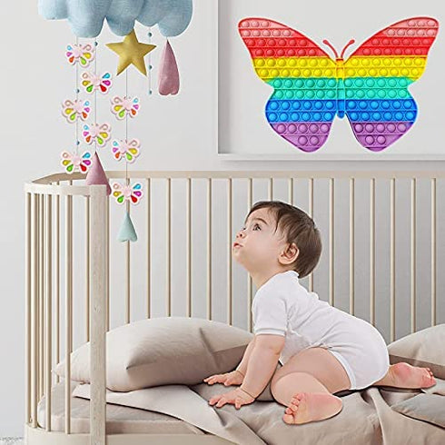 Jumbo Push Popp Fidget Toy 15.7 Inch Big Size Butterfly Pop for Kids Fidget Packs Giant pop it Biggest Jumbo Huge Pop Rainbow Large Super Big Pops Anti-Anxiety Toy Girls Adult (2PCS)