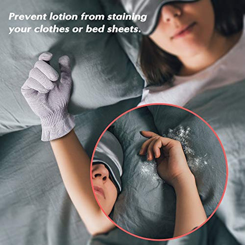 MIG4U Moisturizing Beauty Gloves Touchscreen Overnight Sleeping Glove for Women Dry Hands, Nighttime Lotion, Eczema, SPA, Cosmetic Treatment, Grey Purple 1 Pairs Size l/XL