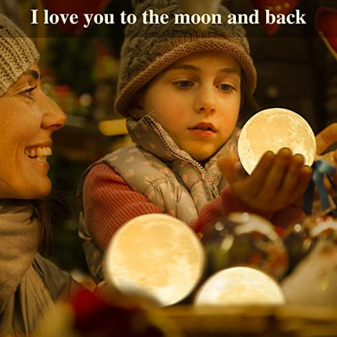 Balkwan Moon Lamp 4.7 inches 3D Printing Moon Light uses Dimmable and Touch Control Design,Romantic Funny Birthday Gifts for Women ,Men,Kids,Child and Baby. Rustic Home Decor Rechargeable Night Light