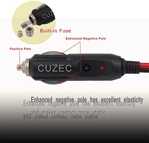 CUZEC Heavy-Duty 15A Male Plug Cigarette Lighter Adapter Power Supply Cord with 13.1ft / 4m 16 AWG Cable Wire for Car Inverter Air Pump Electric Cup and DIY