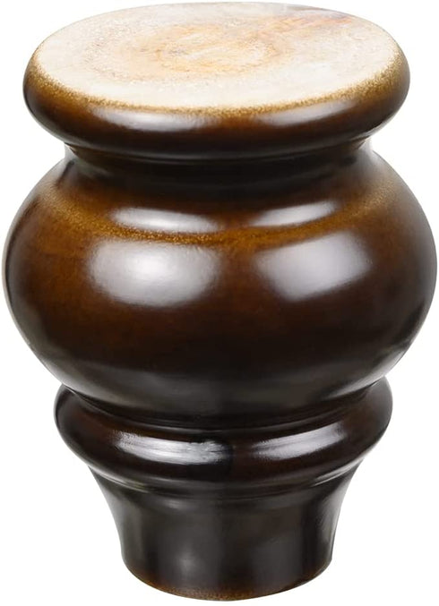 4PCS 3.54" Tall Solid Wood Turned Furniture Legs Walnut Finished Wood Sofa Legs Turned Furniture Legs Bun Feet for Cabinet Sofa Ottoman TV Stand Loveseat Dresser