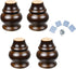 4PCS 3.54" Tall Solid Wood Turned Furniture Legs Walnut Finished Wood Sofa Legs Turned Furniture Legs Bun Feet for Cabinet Sofa Ottoman TV Stand Loveseat Dresser