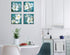 Flowers Wall Art Canvas Picture Bathroom Wall Decor White Blossom Blue Background Canvas Artwork Bedroom Living Room Wall Decor Contemporary Canvas Painting Office Home Decor 12" x 12" x 4 Pieces