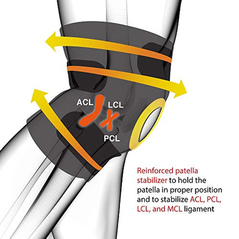 Bracoo Adjustable Compression Knee Patellar Tendon Support Brace for Men Women - Arthritis Pain, Injury Recovery, Running, Workout, KS10 (Black)