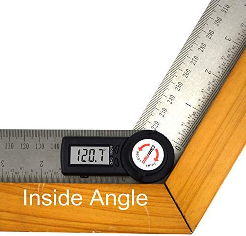 GemRed 82305 Digital Angle Finder Protractor (Stainless steel, 7inch/200mm) (Black Button)