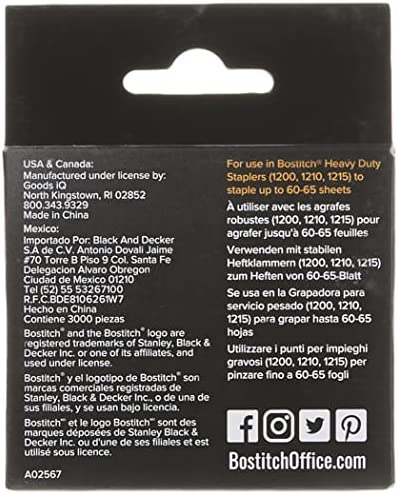 Bostitch 25/10 High-Capacity Staples, 3/8" Leg Length, 3000/Box (1962)
