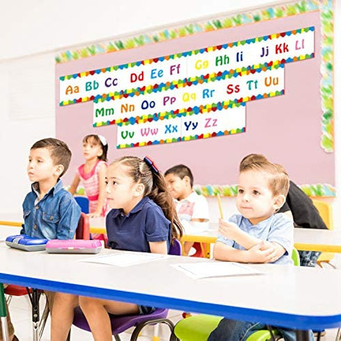 Alphabet Banner Number Banner Alphabet Wall Classroom Decorations Bulletin Board Border with Adhesive Glue Point Dots for Toddler Kids Students
