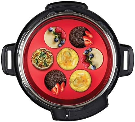 Instant Pot - 5252242 Instant Pot Official Silicone Egg Bites Pan with Lid, Compatible with 6-quart and 8-quart cookers, Red