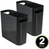 mDesign Plastic Small Trash Can 1.5 Gallon/5.7 Liter Wastebasket, Garbage Container Bin w/Handles for Bathroom, Kitchen, Home Office Holds Waste Recycling,10" H, Aura Collection - 2 Pack - Black