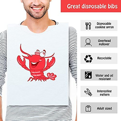 Geyoga 30 Piece lobster Bibs 23 Inch Crawfish Boil Party Supplies Crab Plastic Seafood Funny Bibs for Adult Size