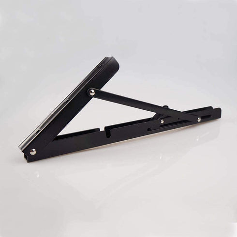 16 INCH Folding Shelf Brackets - Heavy Duty Metal Collapsible Shelf Bracket for Bench Table, Shelf Hinge Wall Mounted Space Saving DIY Bracket, Max Load: 280 lb - Black (2 PCS)