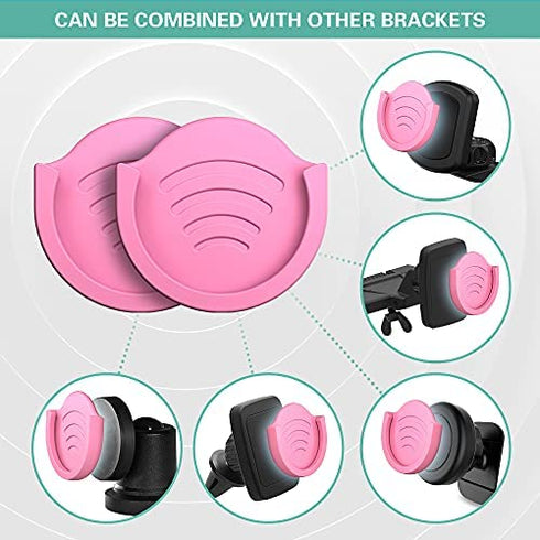 pop-tech Phone Grip Holder for Socket Users, 2 Pack Silicon Car Mount for Expanding Phone Stand with Strong 3M Adhesive Double Sided Tapes for Dashboard, Desk, Wall, Home, Office and More Pink