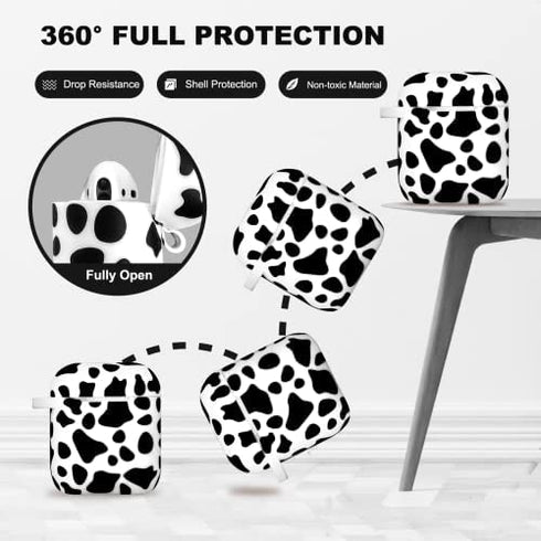 MOLOVA Airpod Case Soft Silicone Flexible Skin Cow Print Airpods Case Cover for Apple AirPods 2&1 Cute for Girls with Keychain (Cow)