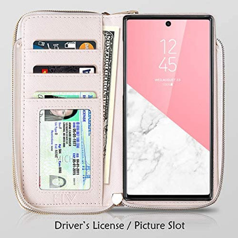 ELV Wallet Purse Case Designed for Samsung Galaxy Note 10 Case PU Leather Folio Flip Case with Credit Card Slots, Detachable Case and Back Stand
