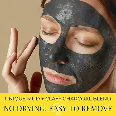 Doppeltree Dead Sea Mud Mask with Bentonite Clay and Activated Charcoal - NO DRYING Facial Mask to Minimize Pore, Clear Blackheads- Great for Armpit Detox too - Formulated in San Francisco