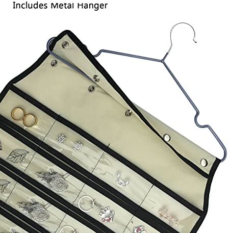 BB Brotrade Hanging Jewelry Organizer,Accessories Organizer,74 Pocket Organizer for Holding Jewelries (Beige-74 Pocket)