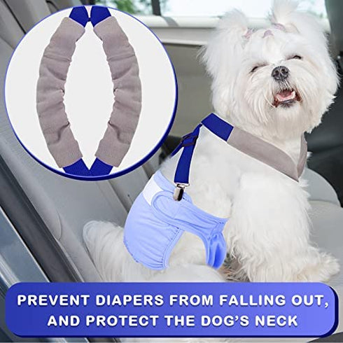 2 Pieces Dog Diaper Suspenders Belly Bands Canine Harness Keep Diaper on Your Dog for Small Medium and Large Dogs (Black, Blue,Medium)