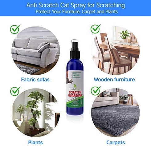 Cat Deterrent Spray for Scratching - 4oz Natural Non-Toxic Anti Scratch Cat Spray for Scratching - Protect Your Furniture, Carpet and Plants - Perfect No Scratch Spray for Cats - Made in USA