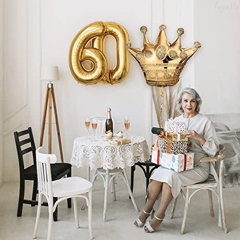 3 Pcs Crown Balloons Gold Foil - Crown Shape Balloons Halloween Decoration Foil Christmas Balloons - Anniversary Balloons Princess Birthday Decorations Happy Birthday Balloon Party Supplies LIGHTNIN