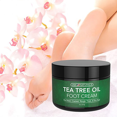 Tea Tree Oil Foot Cream - Instantly Hydrates and Moisturizes Cracked or Callused Feet - Rapid Relief Heel Cream - Natural Treatment Helps & Soothes Irritated Skin, Athletes Foot, Body Acne