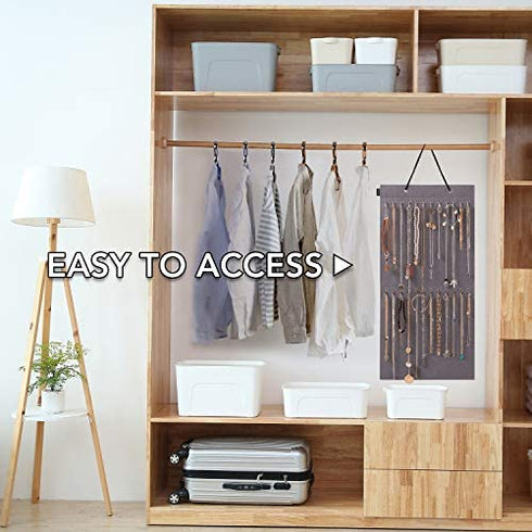 AFUOWER Jewelry Organizer Hanging Necklace Storage Holder for Girl Women 24 Hooks Organizer for Holding Jewelries 1 Pack (Gray)