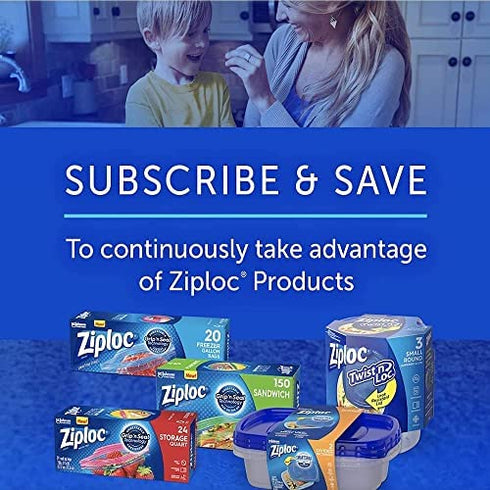 Ziploc Paper Sandwich & Snack Bags, Recyclable & Sealable with Fun Designs, 50 Count