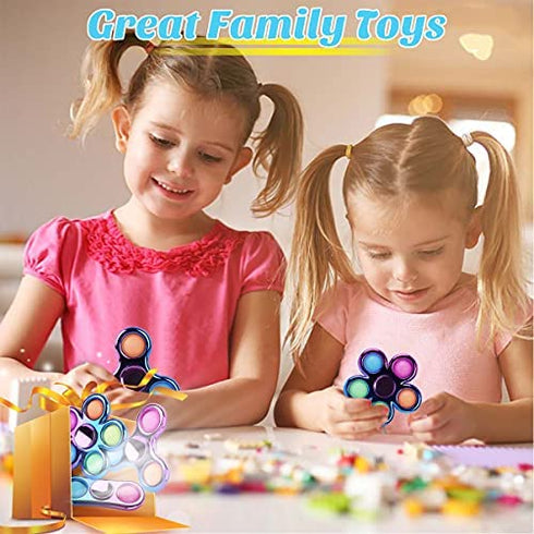 Jawhock 3 Pack Pop Fidget Spinner, Metal-Looking Push Bubble Fidget Spinner, Party Favor Sensory Simple Fidget Pack Hand Spinner for ADHD Anxiety Stress Relief for Kids