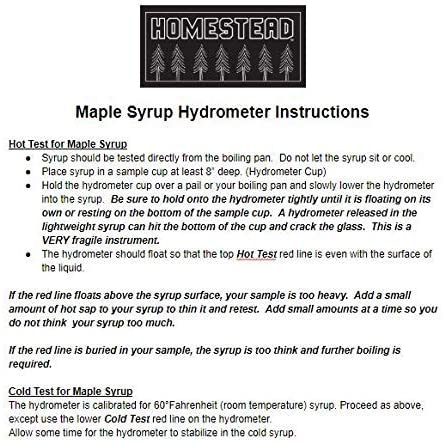 Maple Syrup Hydrometer - Measure Sugar and Moisture Content (Density) of Boiled Sap - Baume and Brix Scale - Calibrated to Create Pure Maple Syrup