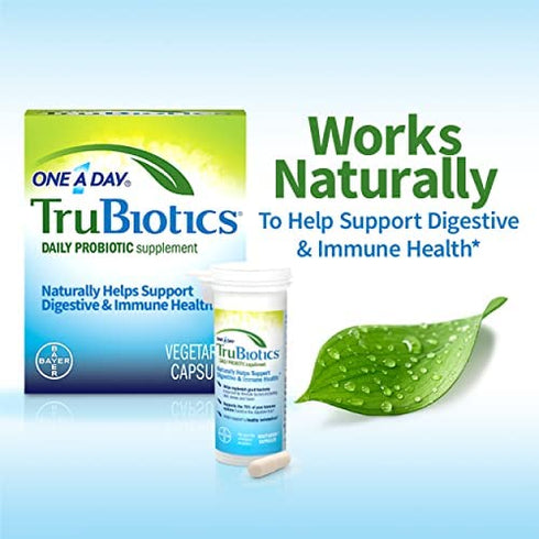 TruBiotics Daily Probiotic, 60 Capsules - Gluten Free, Soy Free Digestive + Immune Health Support Supplement for Men and Women