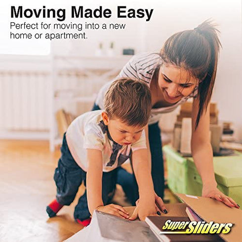 Super Sliders Multi-Sized Oval Reusable Furniture Sliders for Hard Surfaces - Effortless Moving and Surface Protection, Beige (8 Pack)