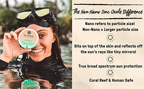 Raw Elements Face and Body Certified Natural Sunscreen | Non-Nano Zinc Oxide, 95% Organic, Water Resistant, Reef Safe, Cruelty Free, SPF 30+, All Ages Safe, Moisturizing, Reusable Tin, 3oz