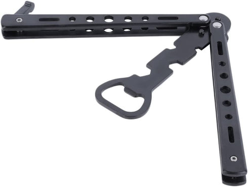 OULII Butterfly Knife Style Bottle Opener Tool Metal Beer Opener Bar Supplies (Black)