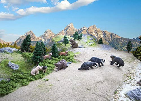 TOYMANY 10PCS Tiny Forest Animal Figures, Realistic Woodland Creatures Figurines Toy Set Includes Beavers Foxes Badgers, Easter Eggs Education Birthday Gift Christmas Toy for Kids Children Toddlers